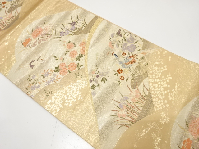 JAPANESE FUKURO OBI / WOVEN FLOWER & BIRD
